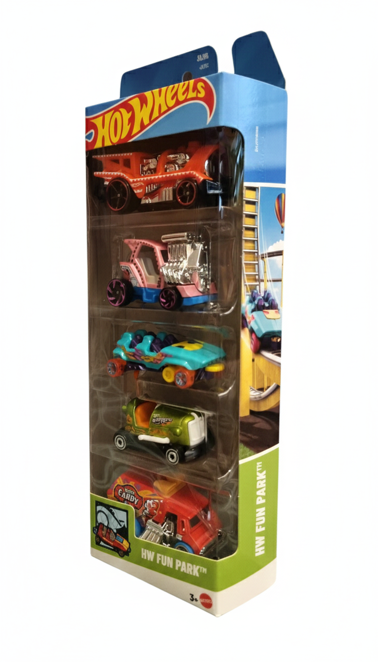 4- HOT WHEELS 5 VEICOLI ASSORTITI (HW FUN PARK)