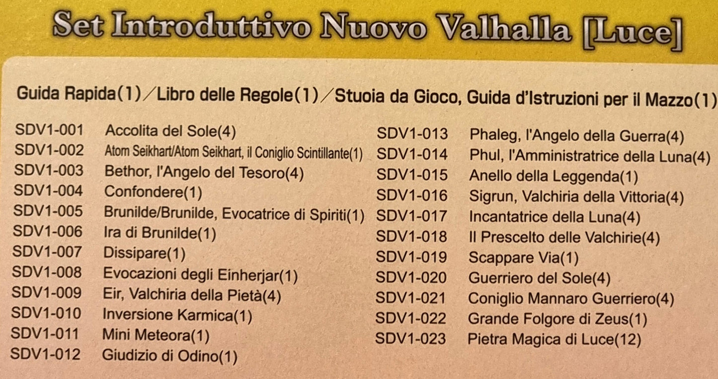 Force Of Will Card Game - Nuovo Valhalla Luce - Mazzo introduttivo - Italiano