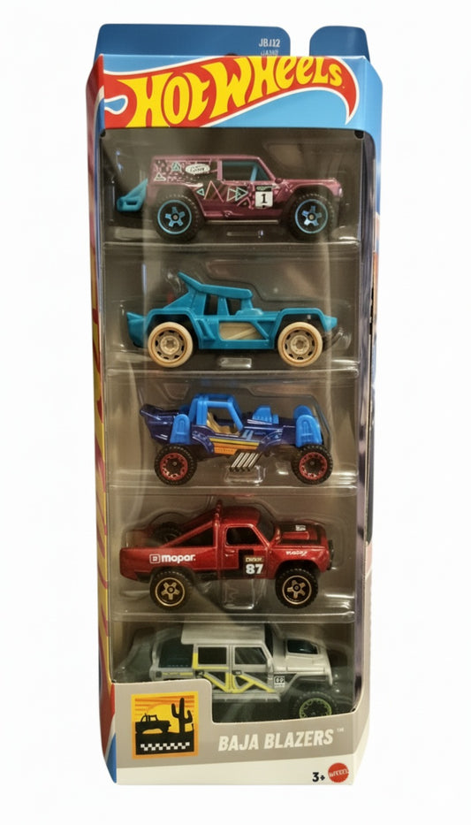 2- HOT WHEELS 5 VEICOLI ASSORTITI (BAJA BLAZERS)