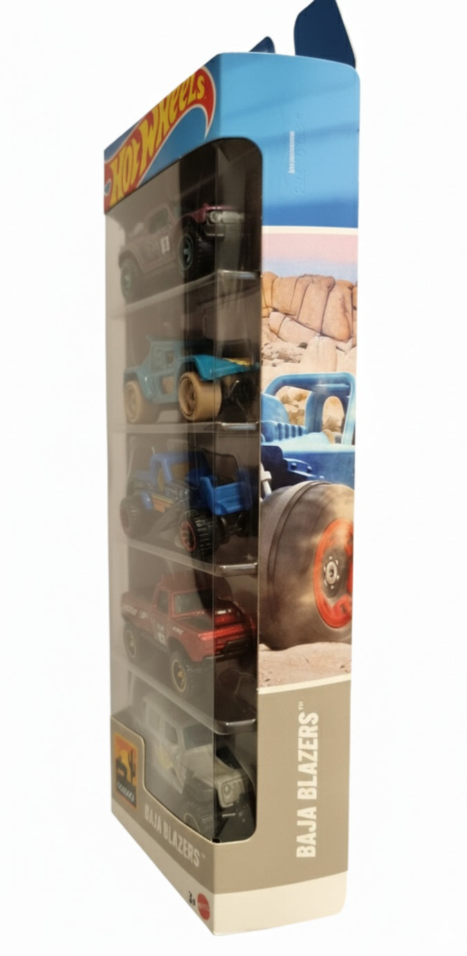 2- HOT WHEELS 5 VEICOLI ASSORTITI (BAJA BLAZERS)