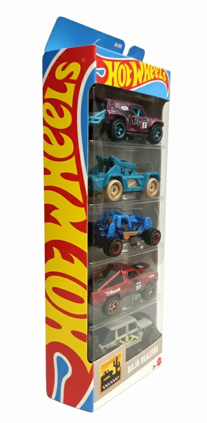 2- HOT WHEELS 5 VEICOLI ASSORTITI (BAJA BLAZERS)