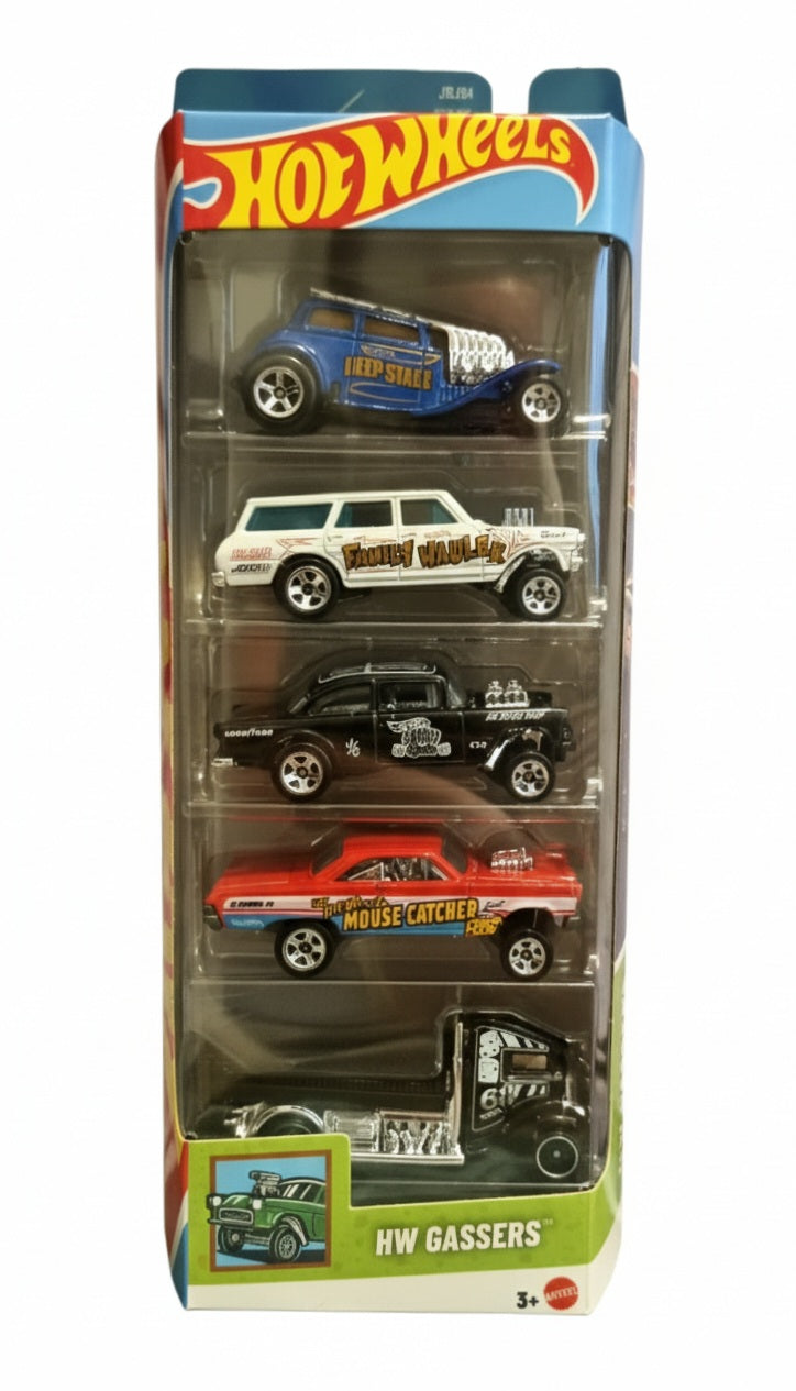 3- HOT WHEELS 5 VEICOLI ASSORTITI (HW GASSERS)