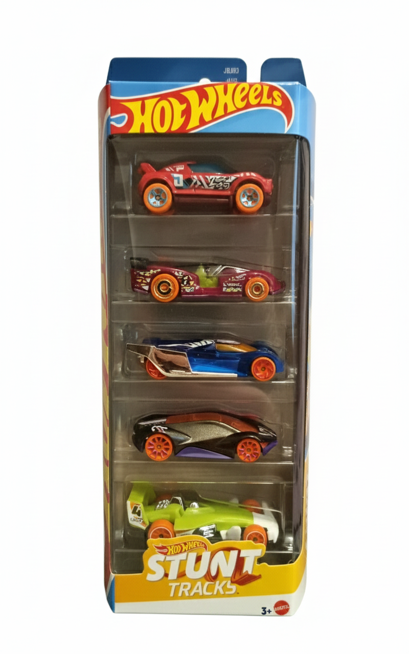5- HOT WHEELS 5 VEICOLI ASSORTITI (STUNT TRACKS)