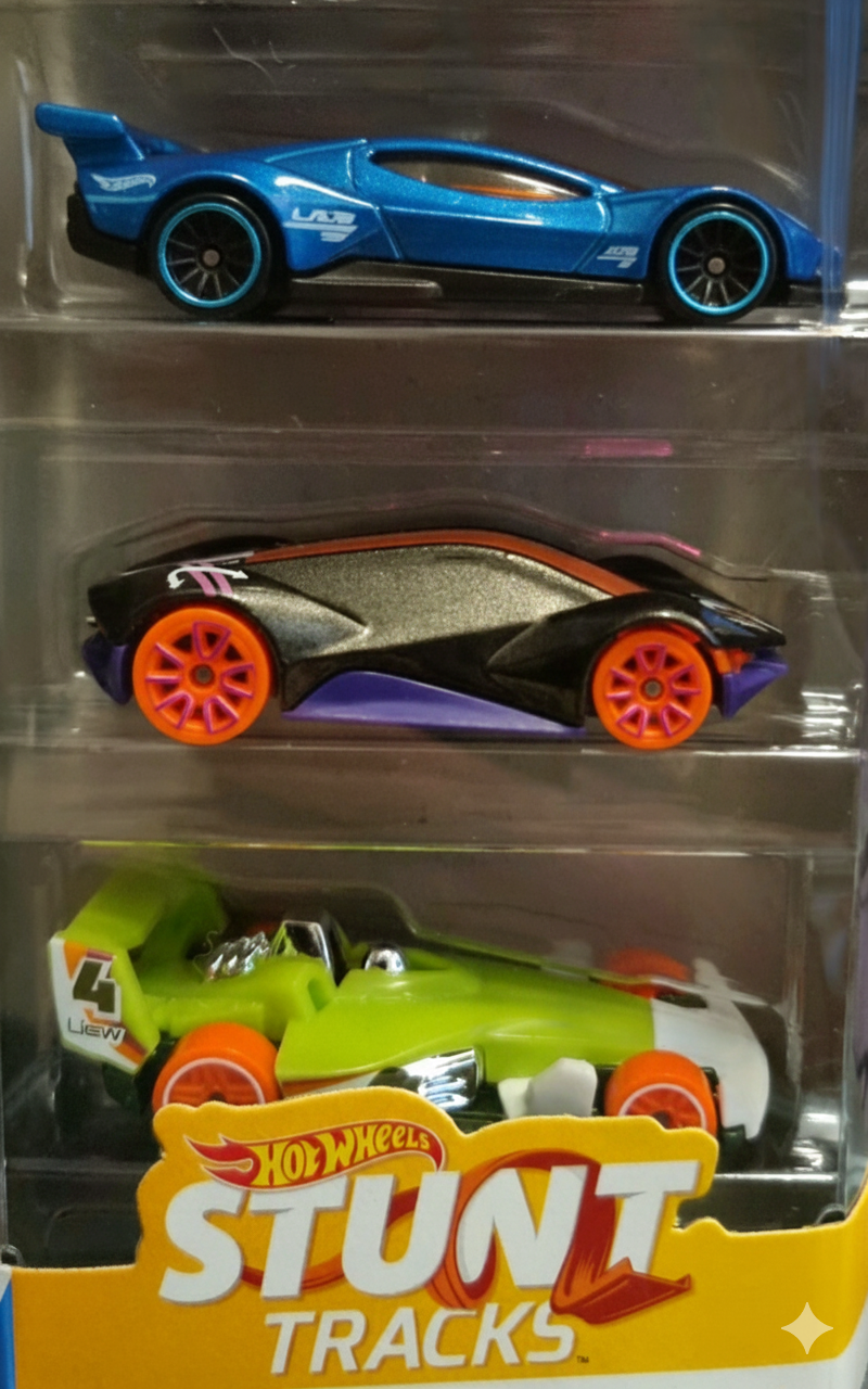 5- HOT WHEELS 5 VEICOLI ASSORTITI (STUNT TRACKS)