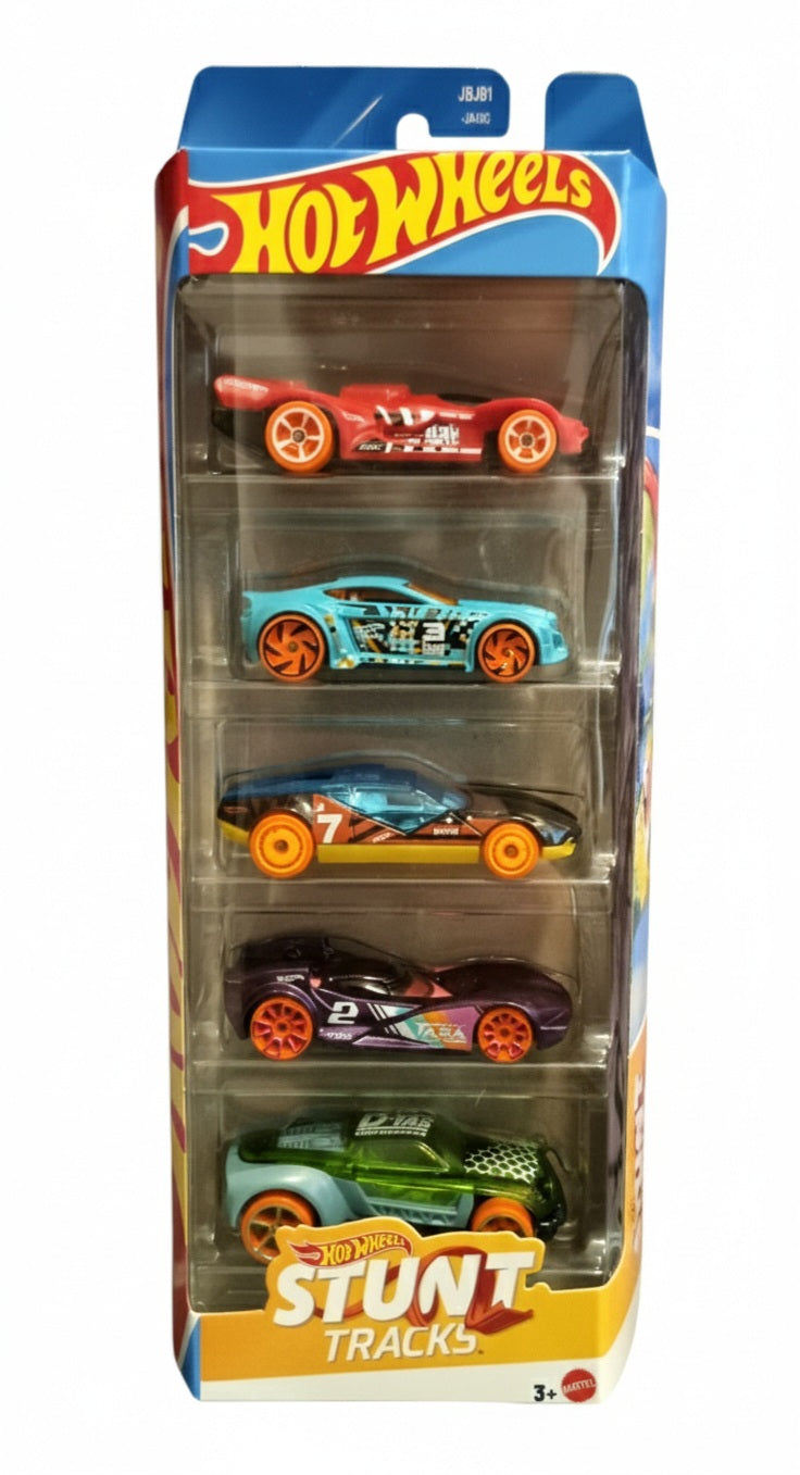6- HOT WHEELS 5 VEICOLI ASSORTITI (STUNT TRACKS)