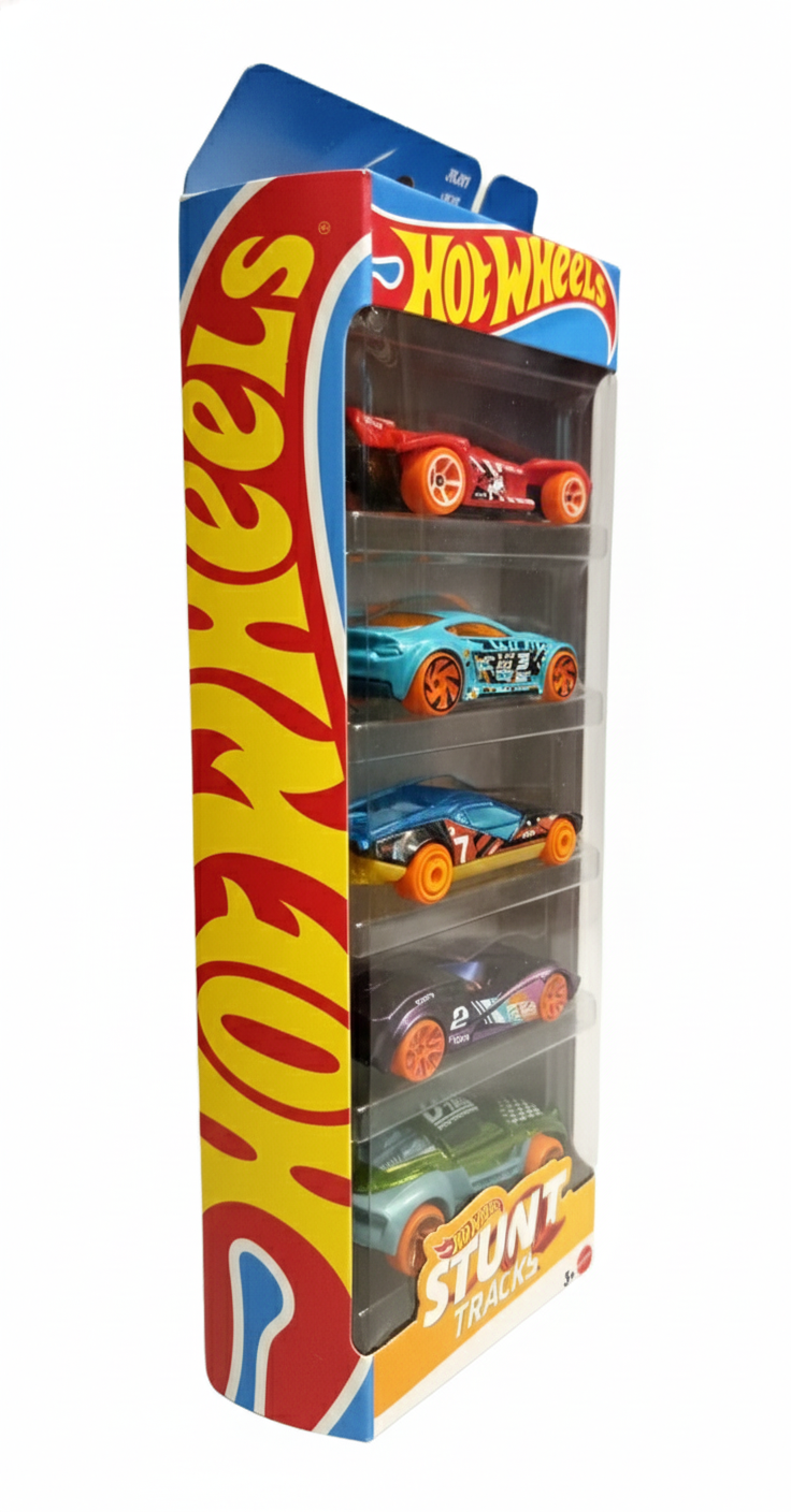6- HOT WHEELS 5 VEICOLI ASSORTITI (STUNT TRACKS)