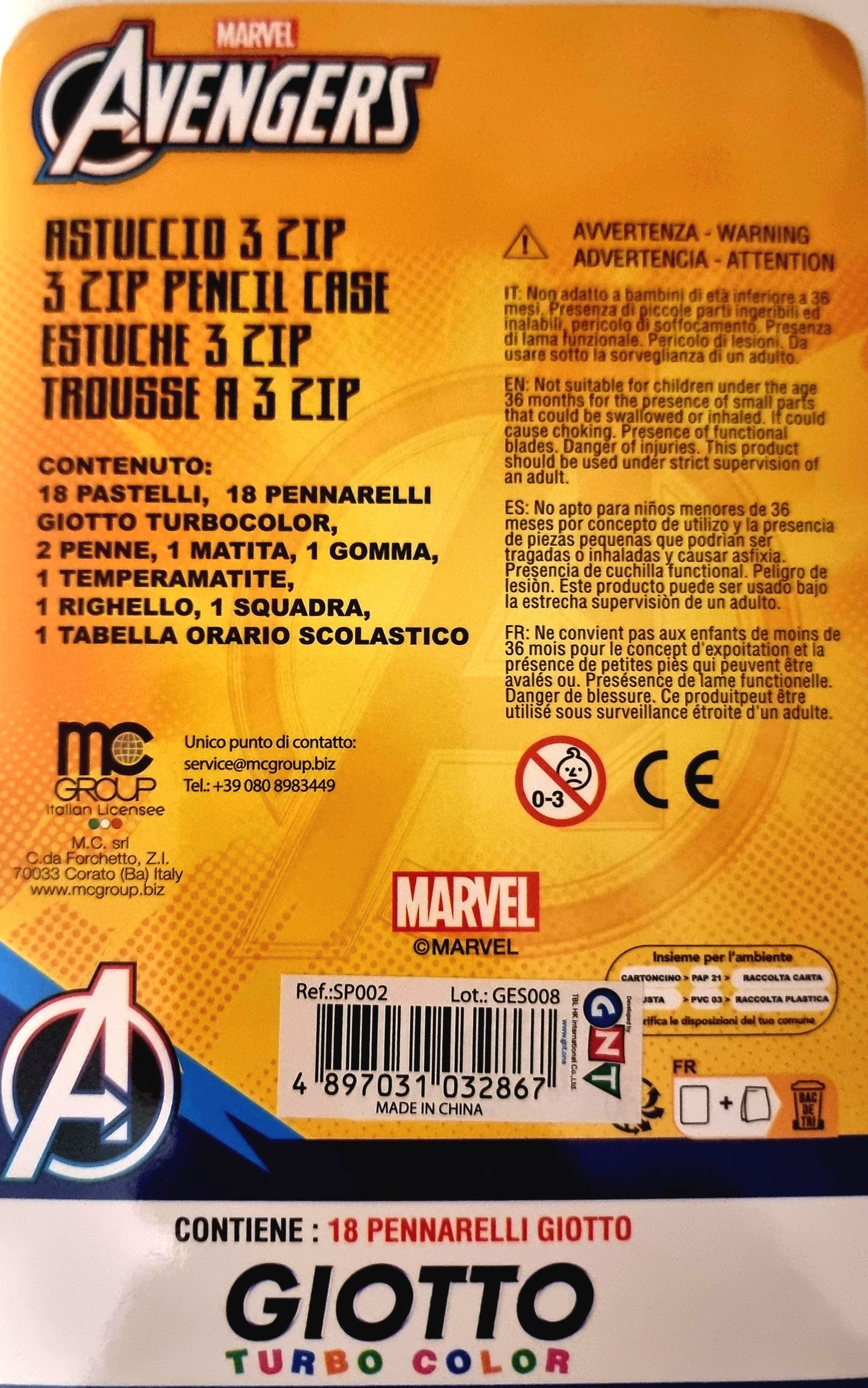 ASTUCCIO MULTISCOMPARTO AVENGERS (BLUE, 3 ZIP)