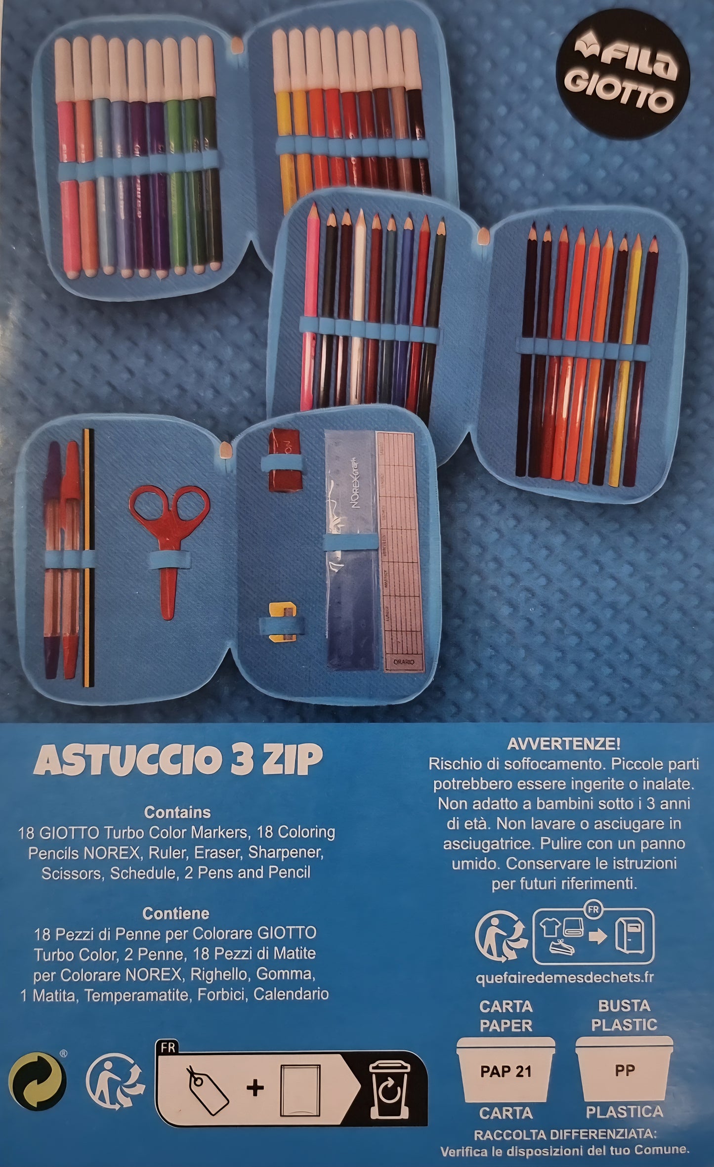 ASTUCCIO MULTISCOMPARTO STICHT (BLUE, 3 ZIP)