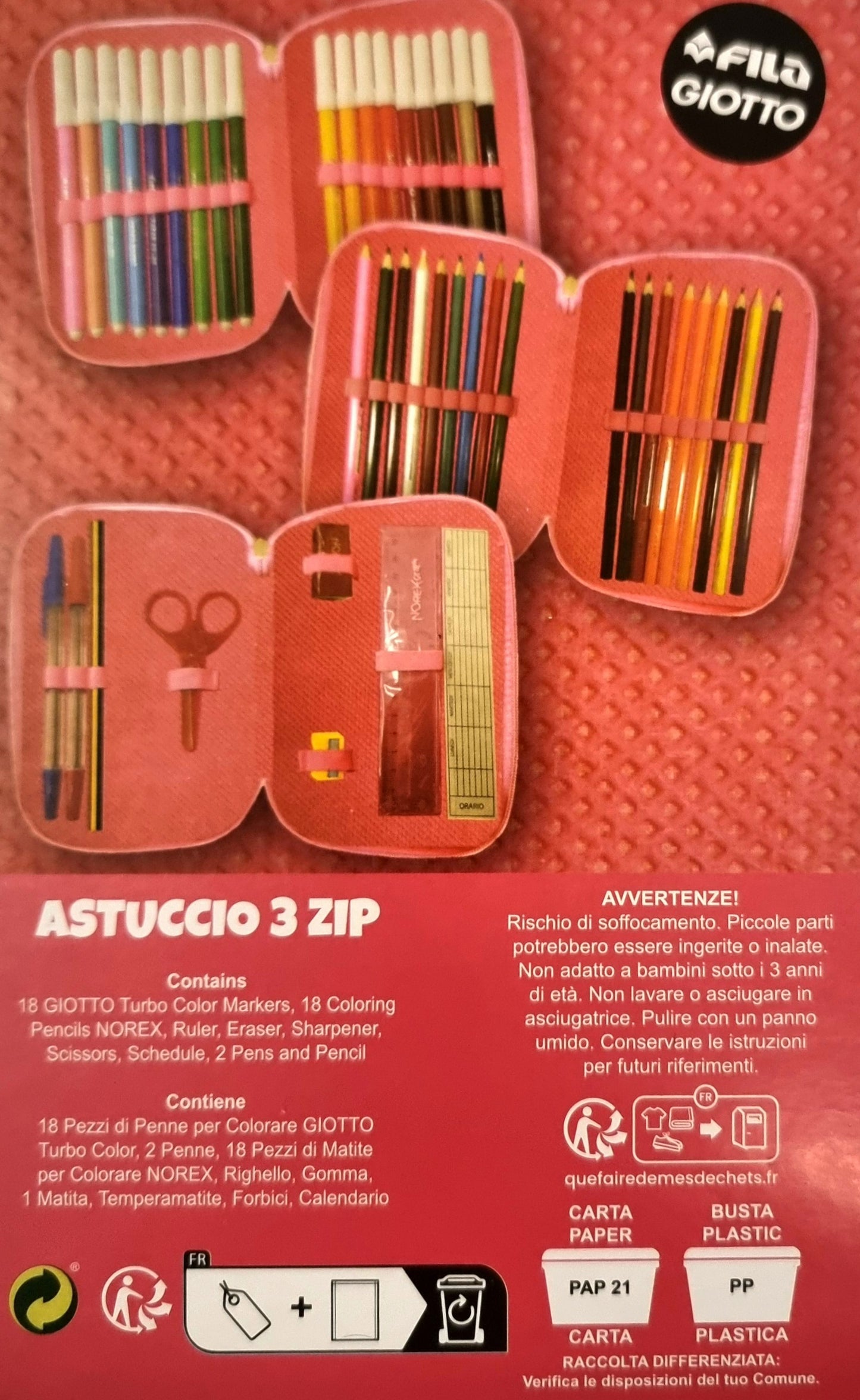 ASTUCCIO MULTISCOMPARTO STICHT (ROSE, 3 ZIP)